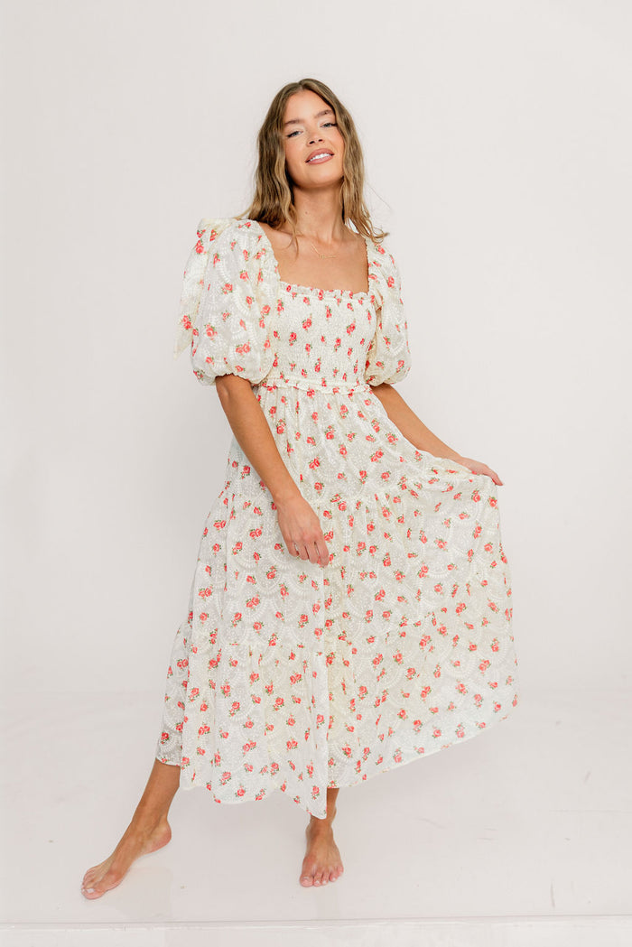 Elena 100% Cotton Midi Dress in Rose - Bump Friendly