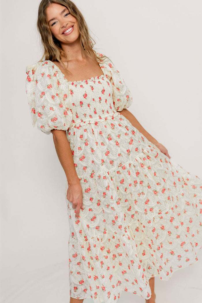 Elena 100% Cotton Midi Dress in Rose - Bump Friendly