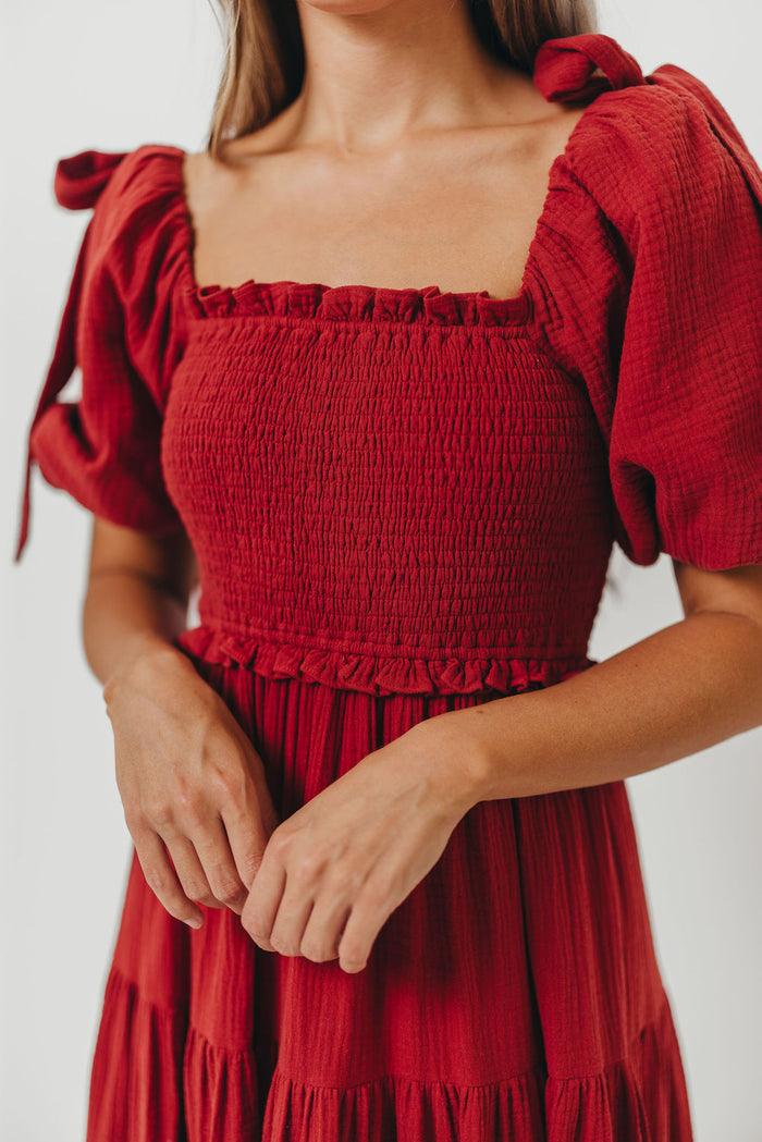 Elena 100% Cotton Midi Dress in Rust - Bump Friendly & Inclusive Sizing