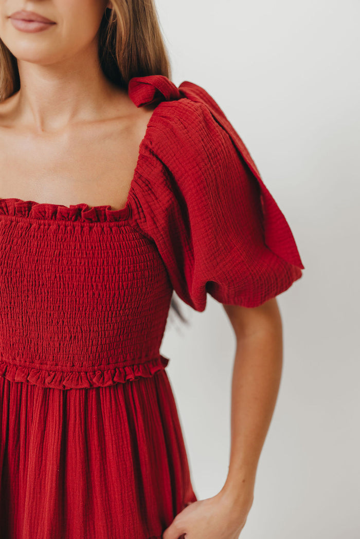 Elena 100% Cotton Midi Dress in Rust - Bump Friendly & Inclusive Sizing
