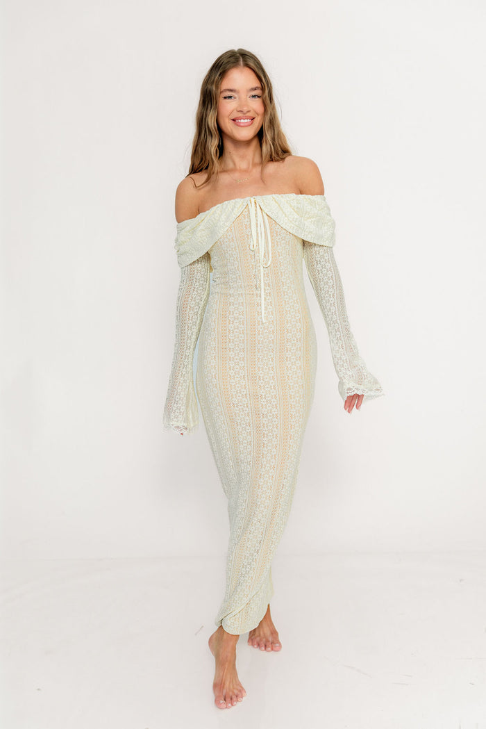 Ella Lace Maxi Dress in Cream