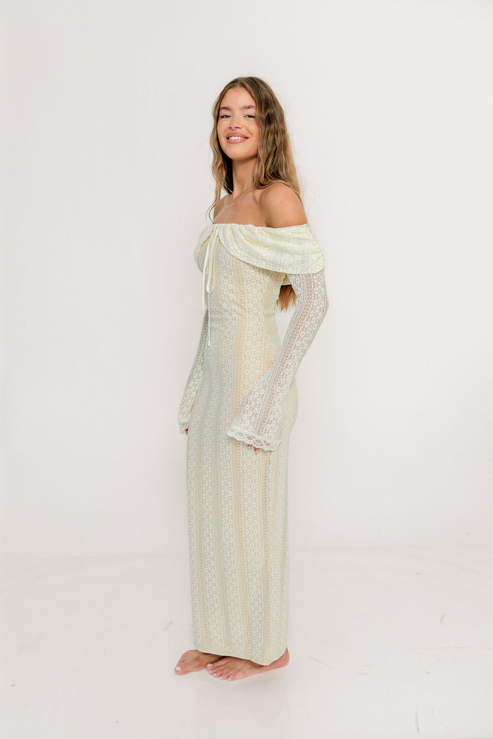 Ella Lace Maxi Dress in Cream