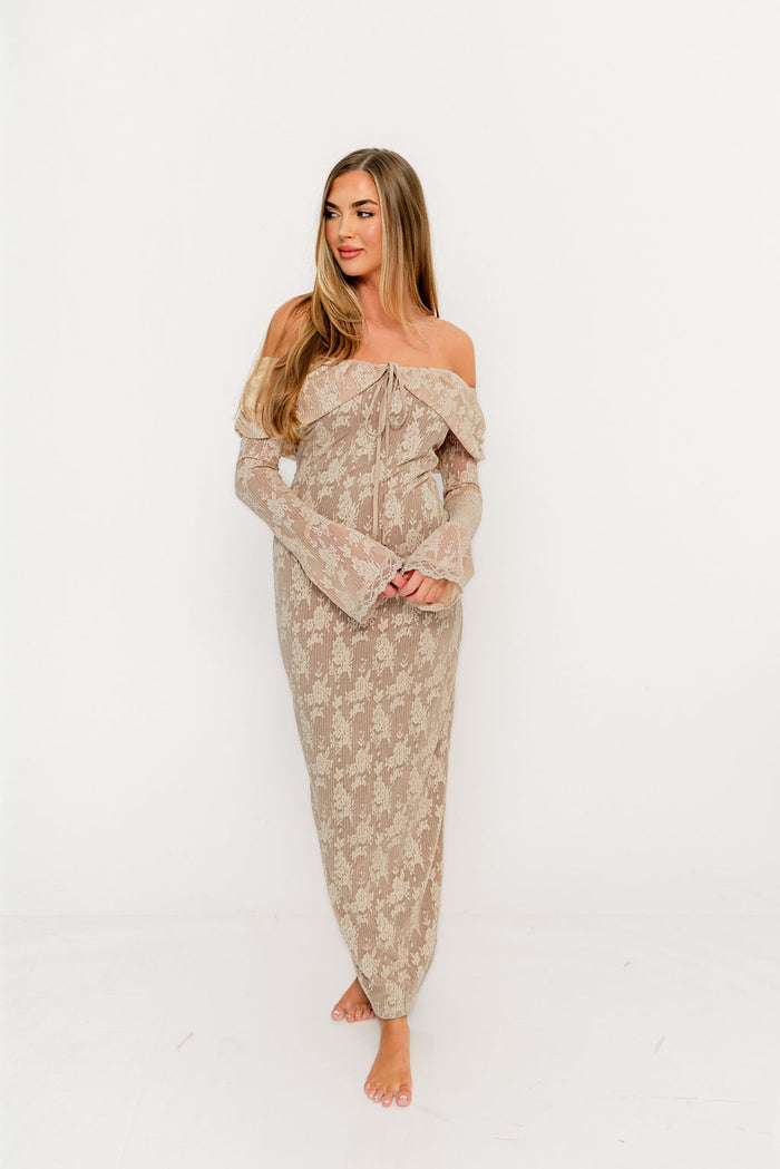 Ella Lace Maxi Dress in Nude