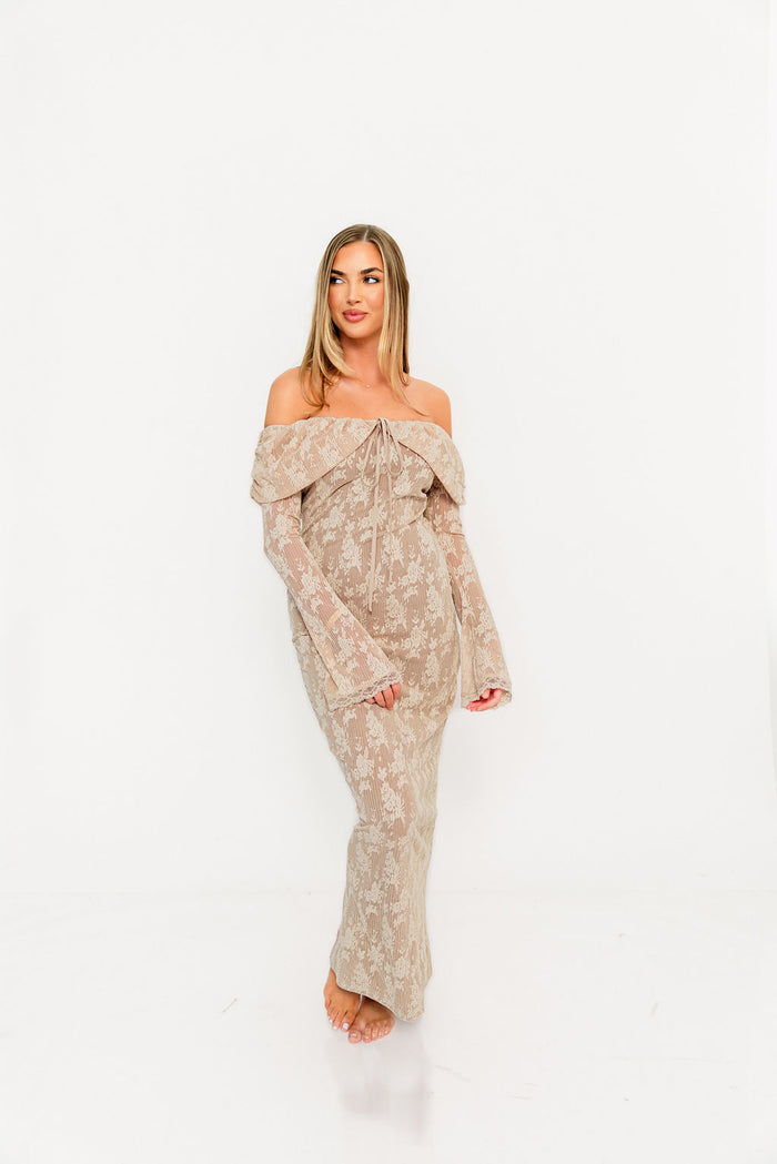 Ella Lace Maxi Dress in Nude