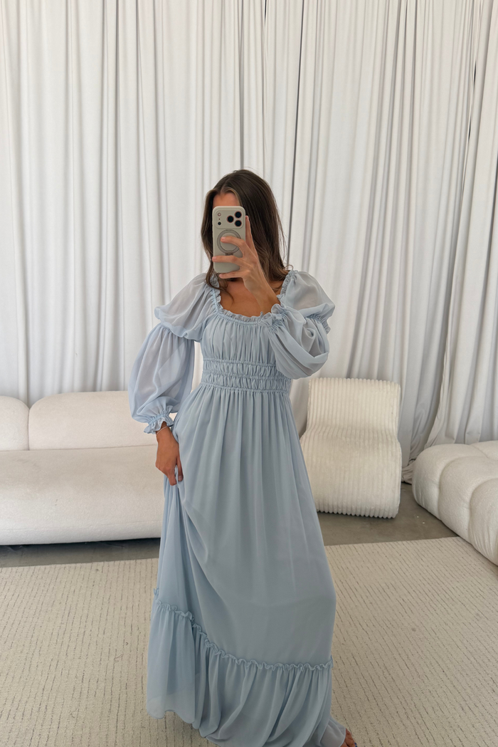 Eloise Maxi Dress in Dusty Blue - Bump Friendly  *9/9 PRE-ORDER*