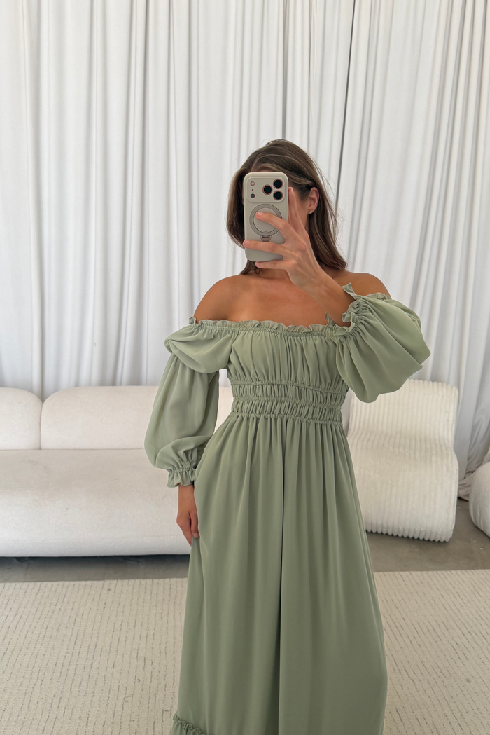 Eloise Maxi Dress in Dusty Sage - Bump Friendly  *9/9 PRE-ORDER*