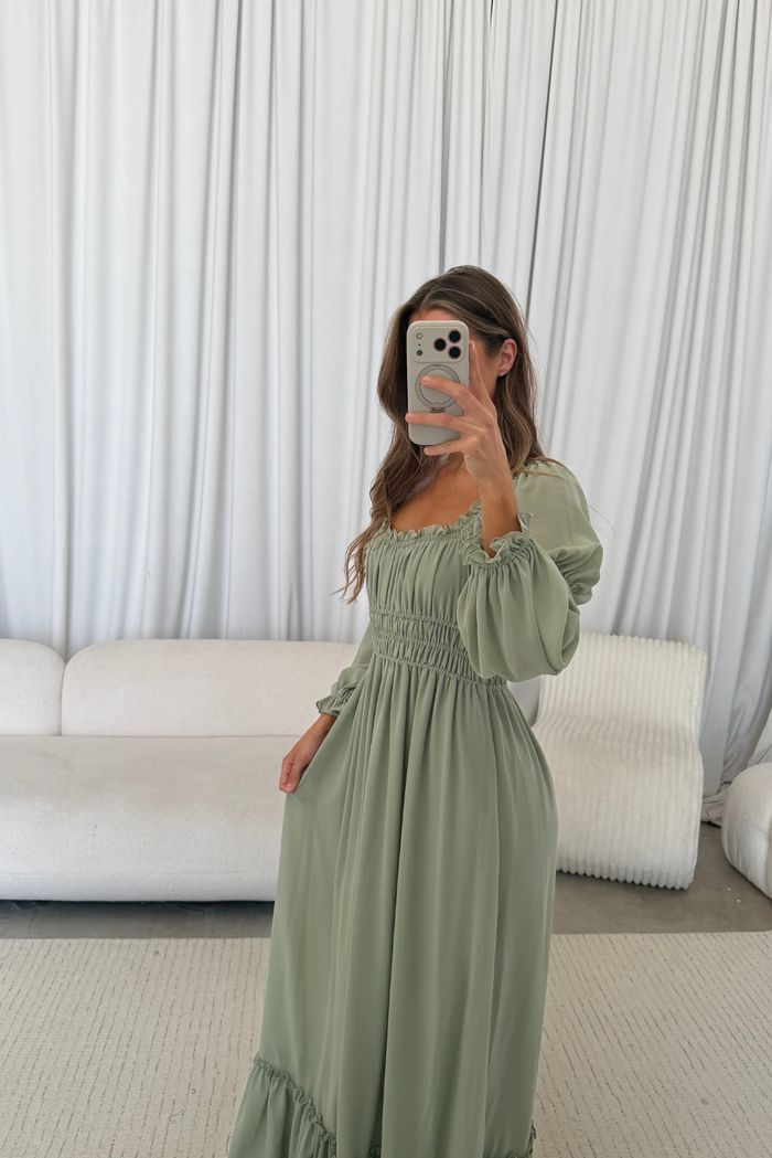 Eloise Maxi Dress in Dusty Sage - Bump Friendly  *9/9 PRE-ORDER*