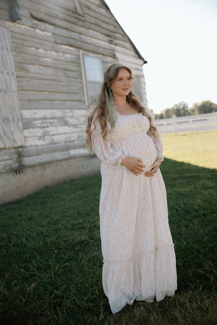 Eloise Maxi Dress in Ivory/Blush Floral - Bump Friendly & Size Inclusive *9/9 PRE-ORDER*