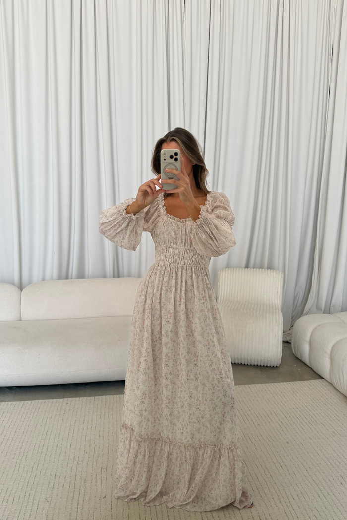 Eloise Maxi Dress in Ivory/Blush Floral - Bump Friendly & Size Inclusive *9/9 PRE-ORDER*