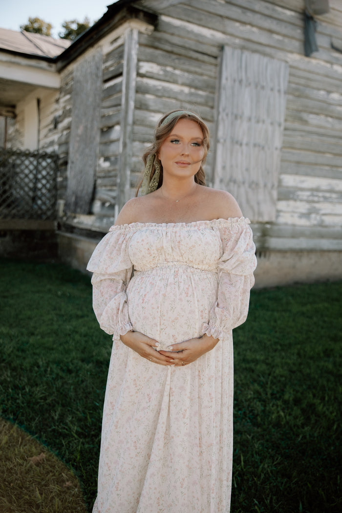 Eloise Maxi Dress in Ivory/Blush Floral - Bump Friendly & Size Inclusive *9/9 PRE-ORDER*
