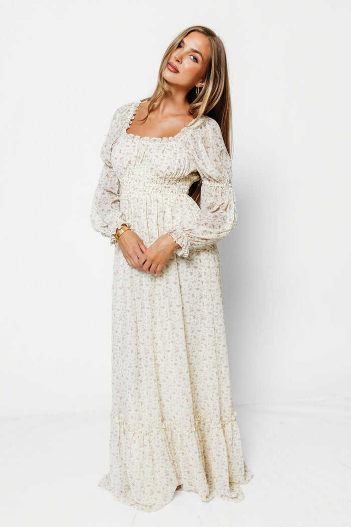 Eloise Maxi Dress in Ivory/Blush Floral - Bump Friendly & Size Inclusive *9/9 PRE-ORDER*