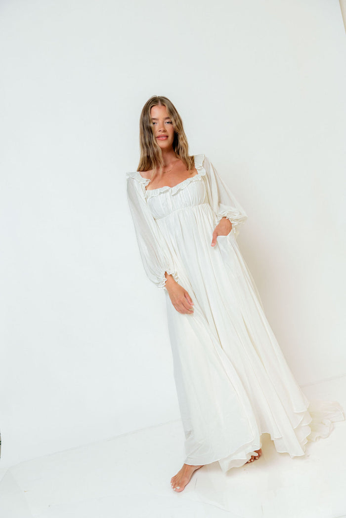 Elowen Maxi Dress in Off-White - Bump Friendly (Restocking in Oct)