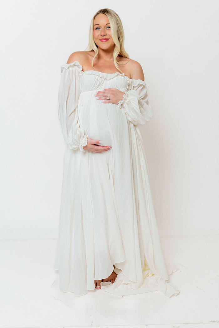 Elowen Maxi Dress in Off-White - Bump Friendly (Restocking in Oct)