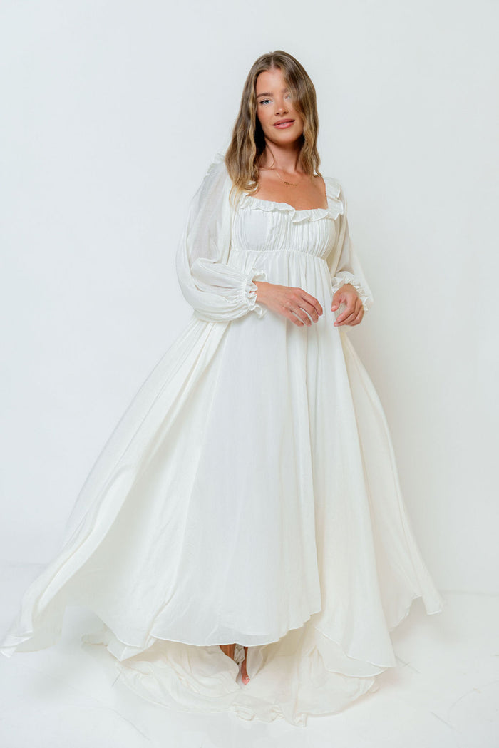 Elowen Maxi Dress in Off-White - Bump Friendly (Restocking in Oct)