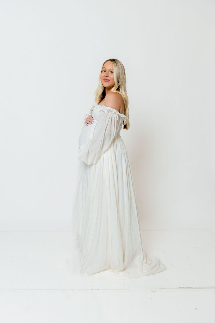 Elowen Maxi Dress in Off-White - Bump Friendly (Restocking in Oct)