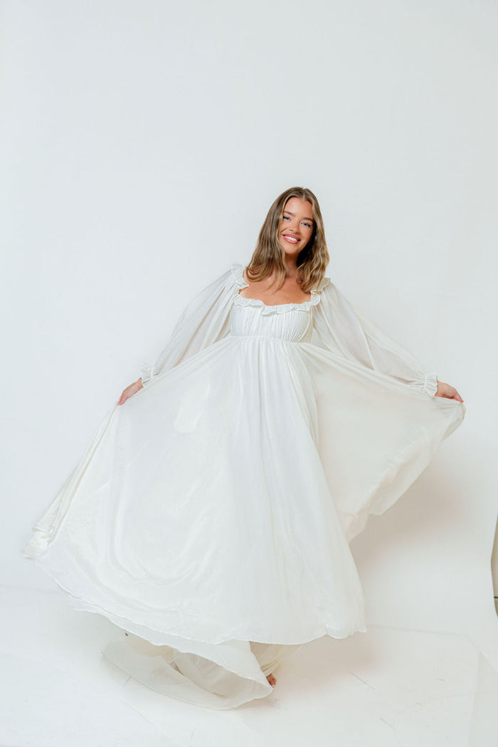 Elowen Maxi Dress in Off-White - Bump Friendly (Restocking in Oct)