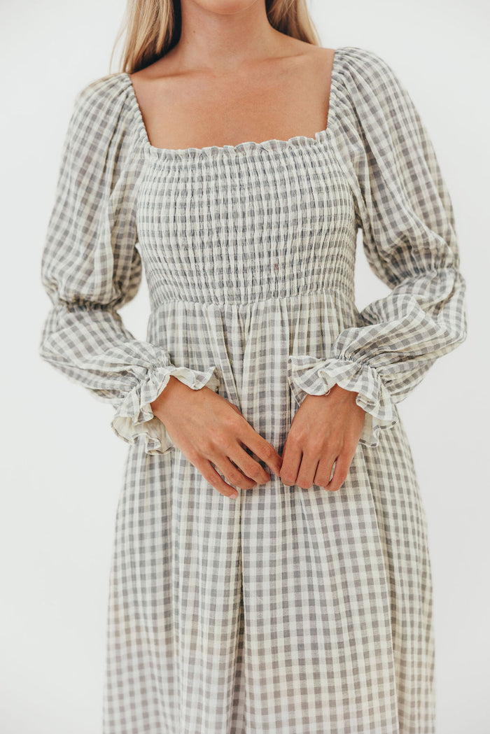 Emerson Gingham Maxi Dress in Gray