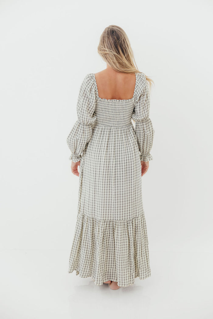 Emerson Gingham Maxi Dress in Gray