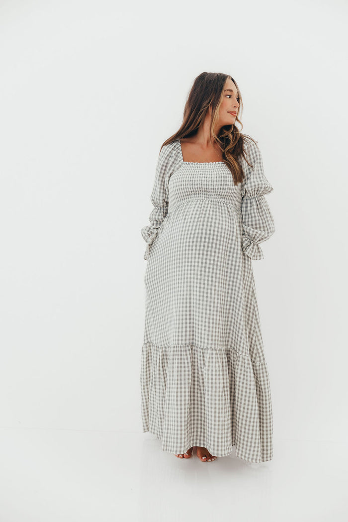 Emerson Gingham Maxi Dress in Gray