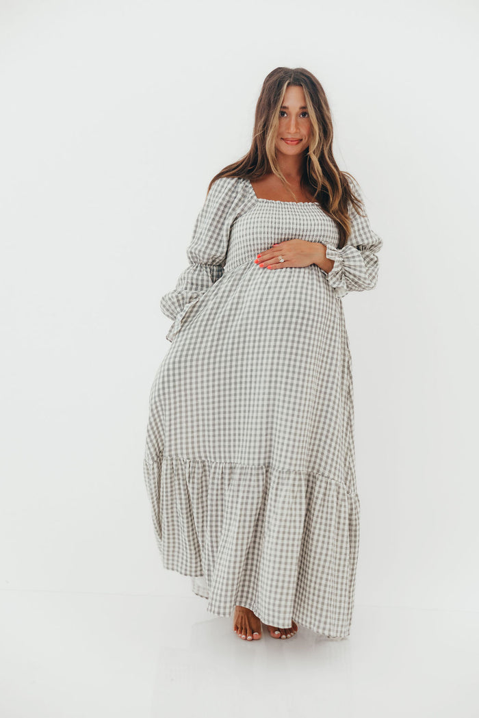 Emerson Gingham Maxi Dress in Gray