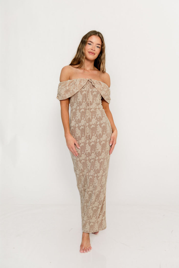 Emery Lace Maxi Dress in Nude