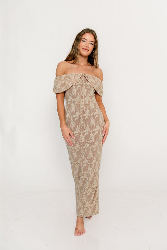 Emery Lace Maxi Dress in Nude
