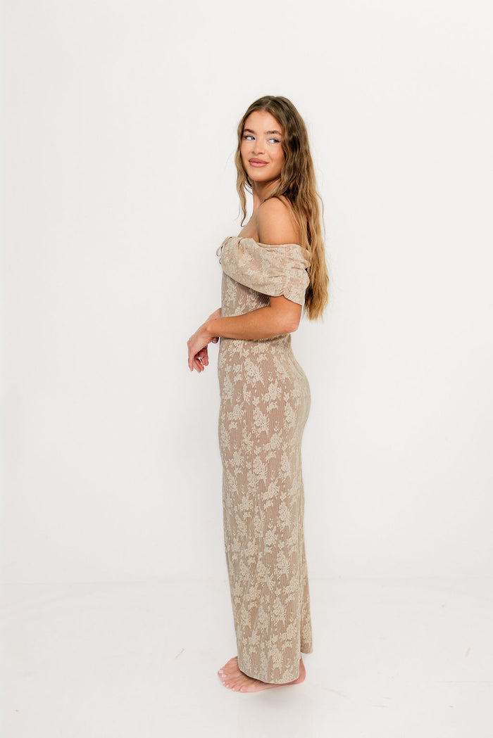 Emery Lace Maxi Dress in Nude