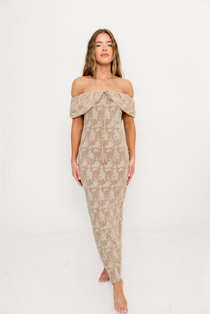 Emery Lace Maxi Dress in Nude