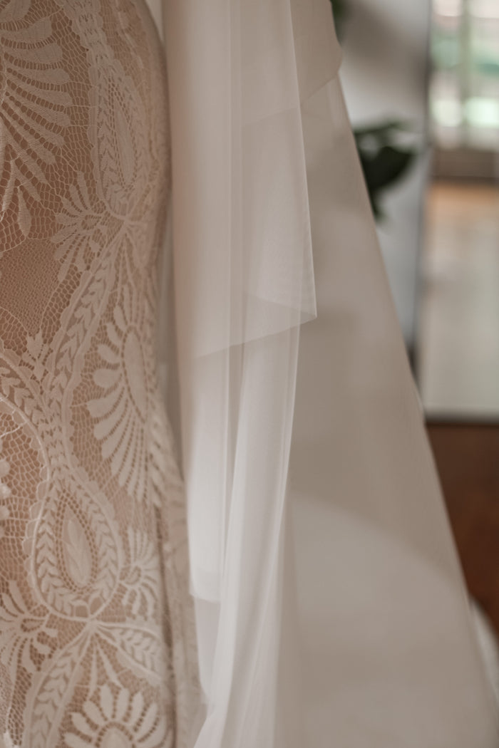 English Tulle Drop Wedding Veil - Velo Bianco