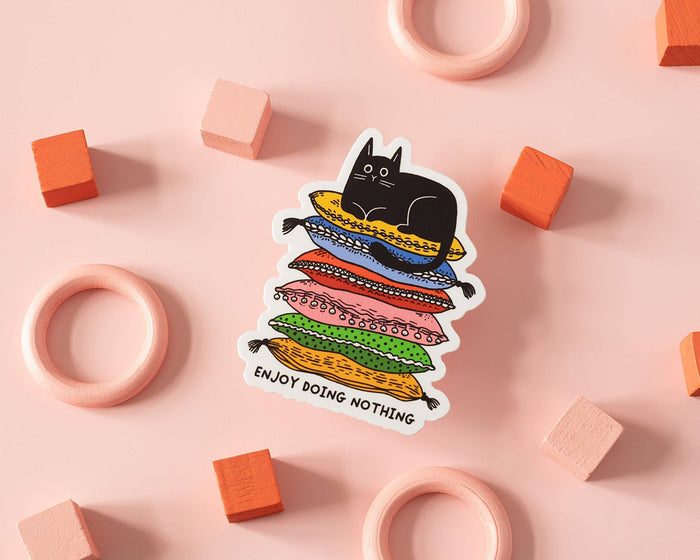 Enjoy Doing Nothing Cat Vinyl Sticker