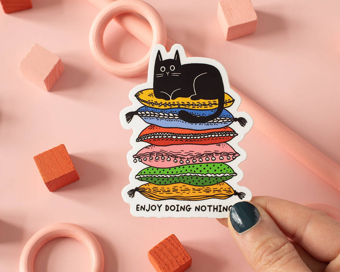 Enjoy Doing Nothing Cat Vinyl Sticker