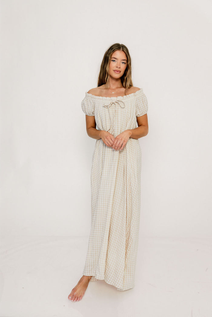 Ensley 100% Cotton Maxi Dress in Rose Plaid - Bump Friendly