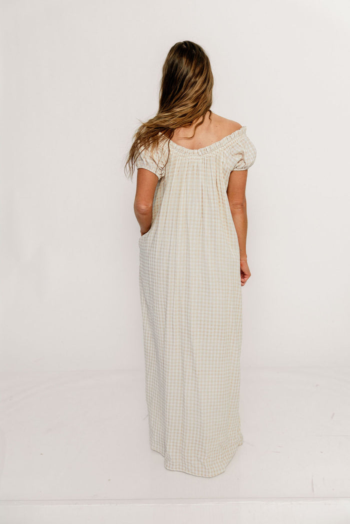 Ensley 100% Cotton Maxi Dress in Rose Plaid - Bump Friendly