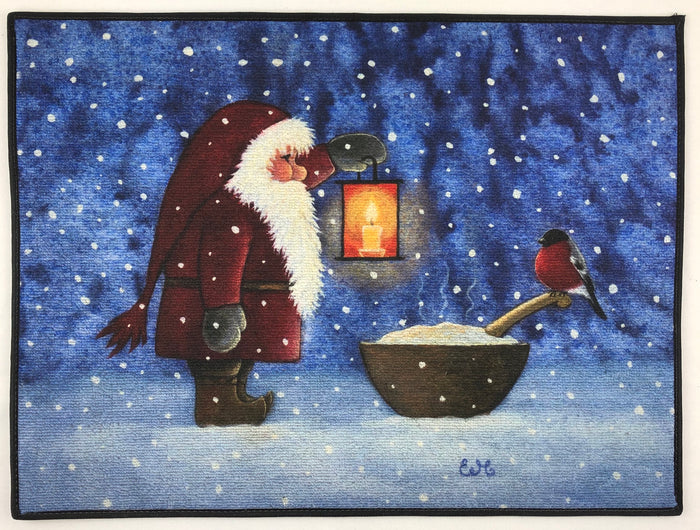 Eva Melhuish Door Mat Rug - Bird on Porridge bowl