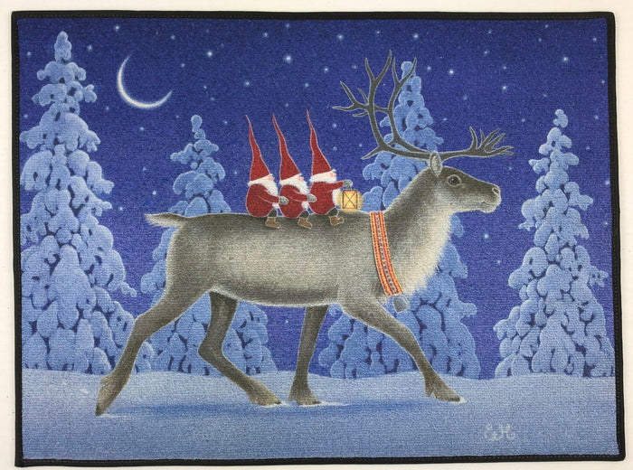 Eva Melhuish Door Mat Rug - Reindeer with Tomtar