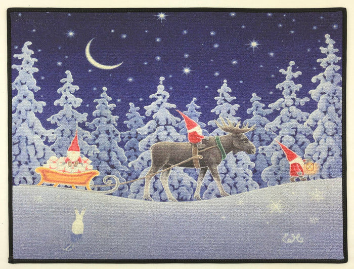 Eva Melhuish Door Mat Rug - Tomte on moose delivery