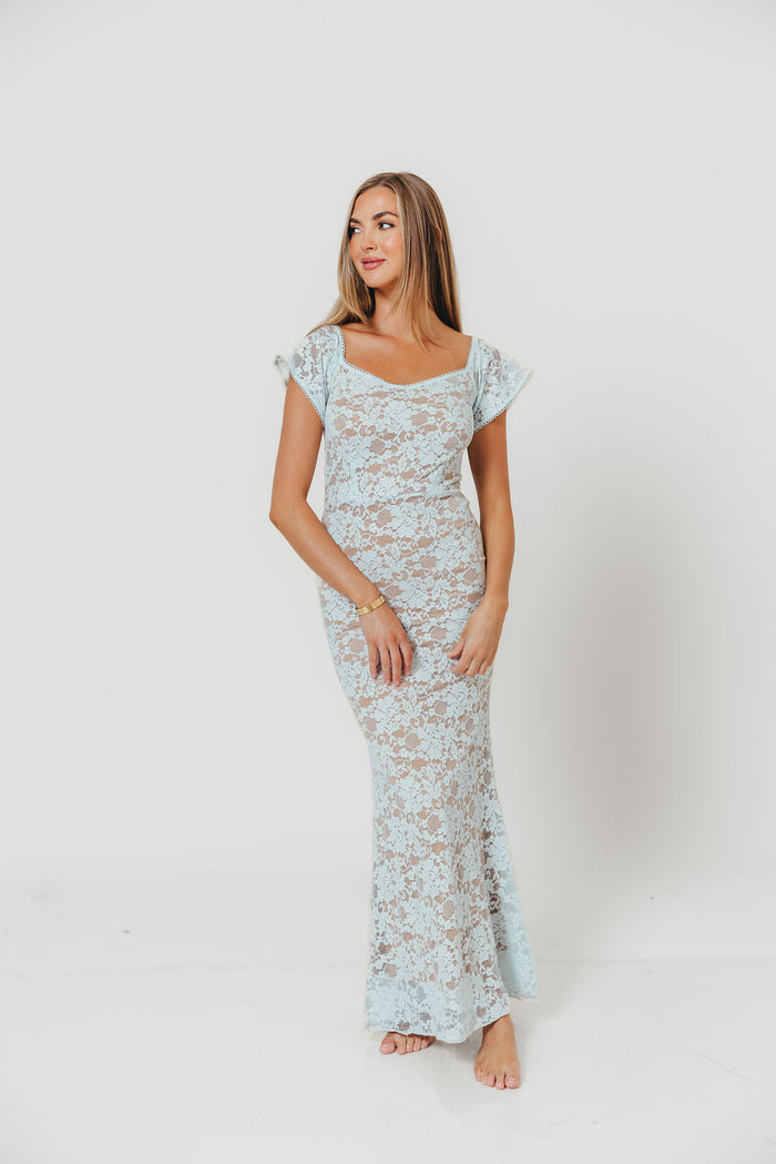 Evermore Lace Maxi Dress in Pale Blue *Final Sale*