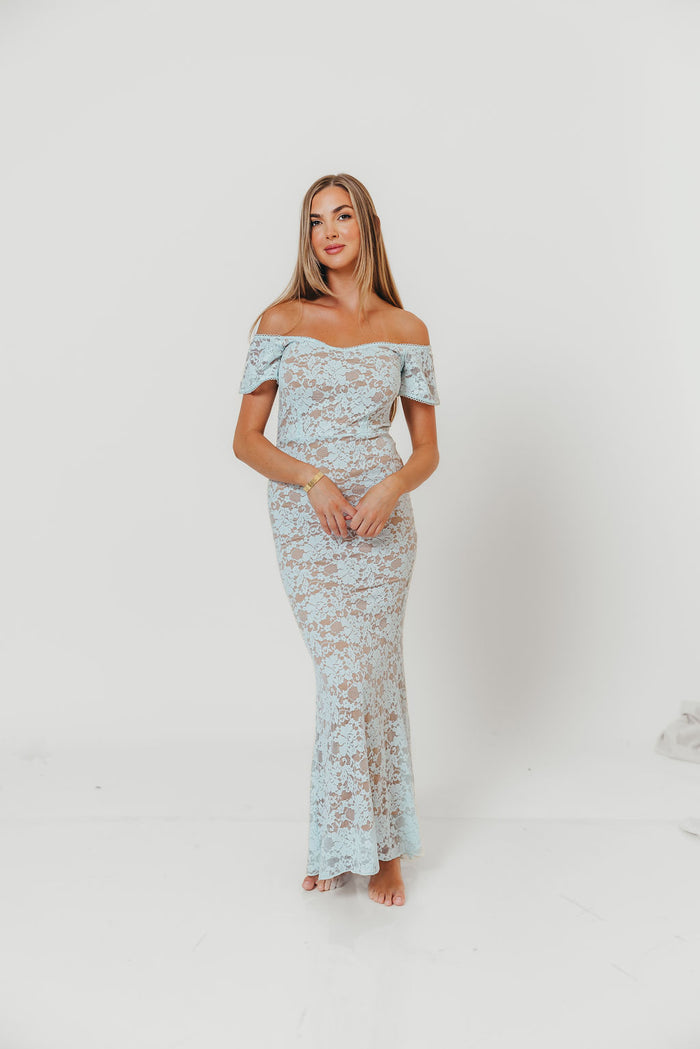 Evermore Lace Maxi Dress in Pale Blue *Final Sale*