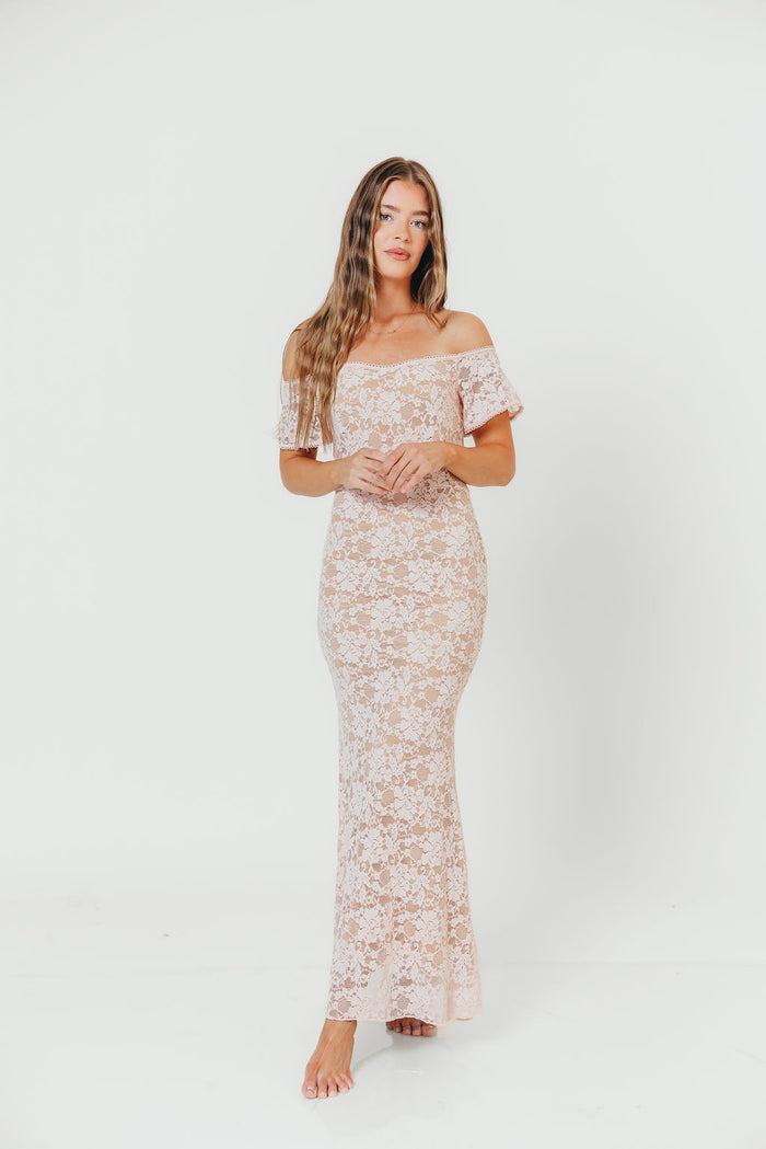 Evermore Lace Maxi Dress in Pale Pink *Final Sale*