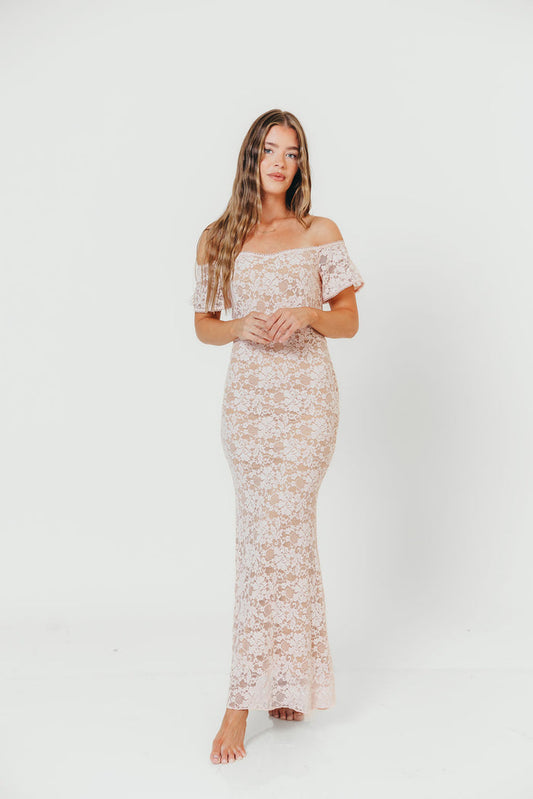 Evermore Lace Maxi Dress in Pale Pink *Final Sale*