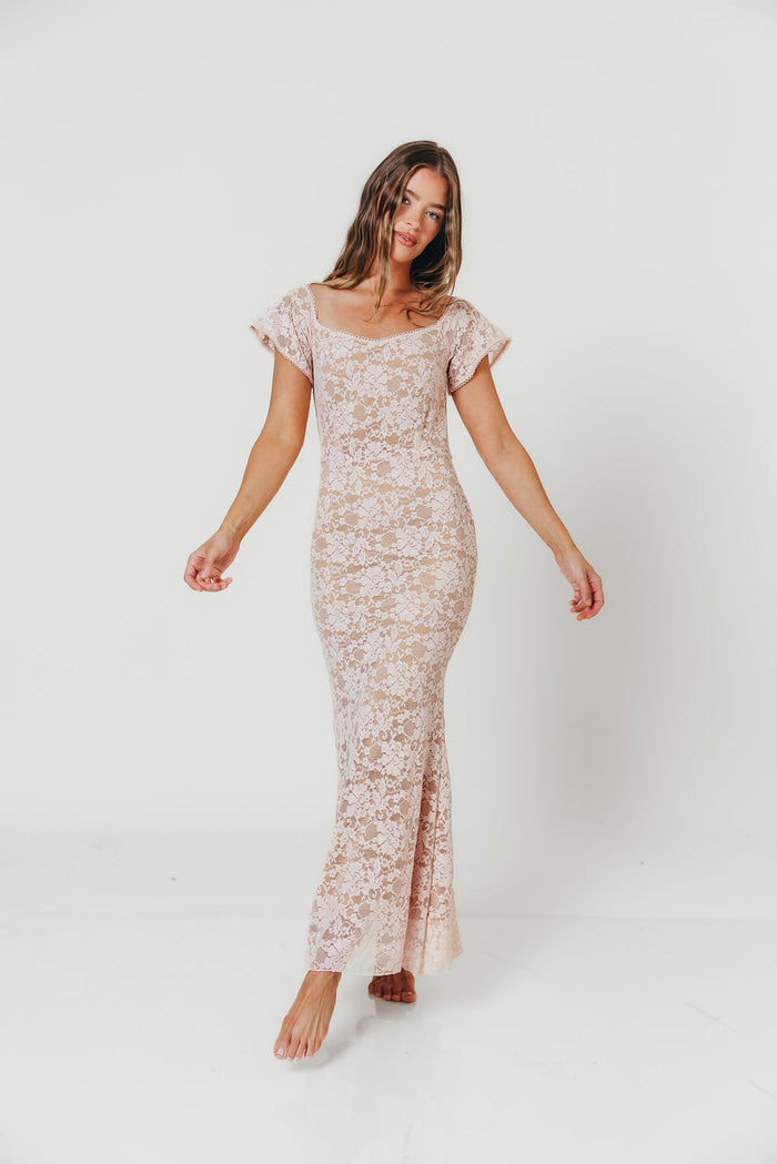 Evermore Lace Maxi Dress in Pale Pink *Final Sale*