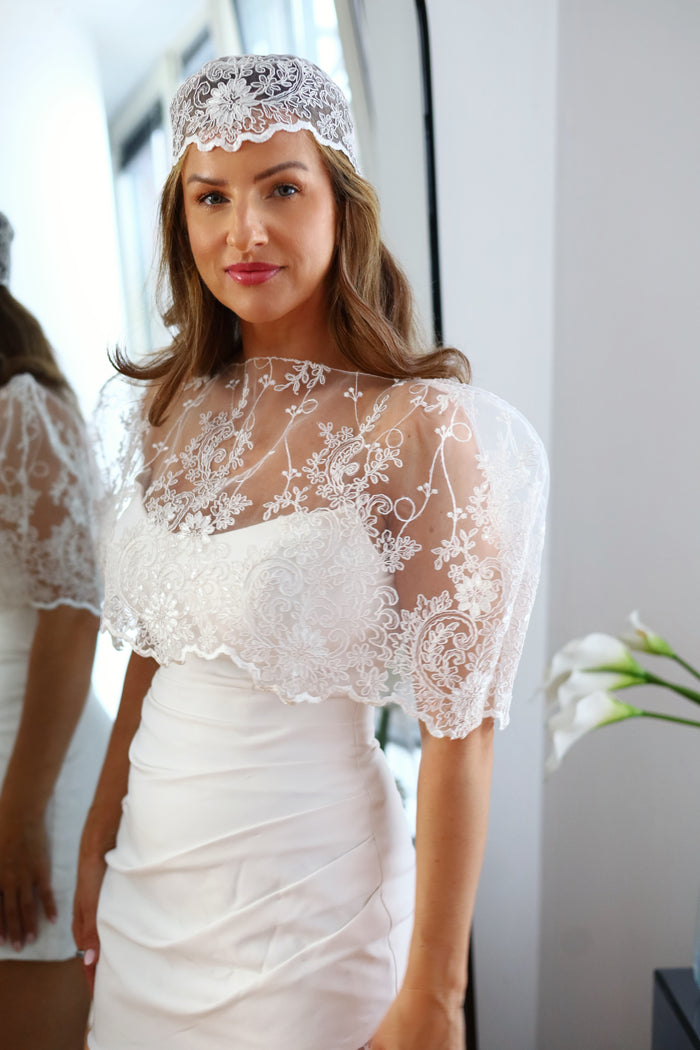 Exaggerated Lace Bridal Cape