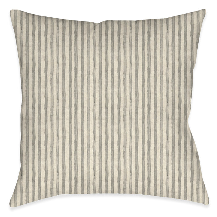 Farmhouse Stripe Gray Outdoor Decorative Pillow