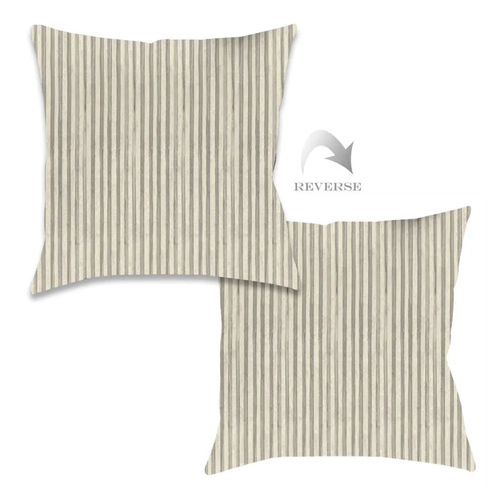 Farmhouse Stripe Gray Outdoor Decorative Pillow