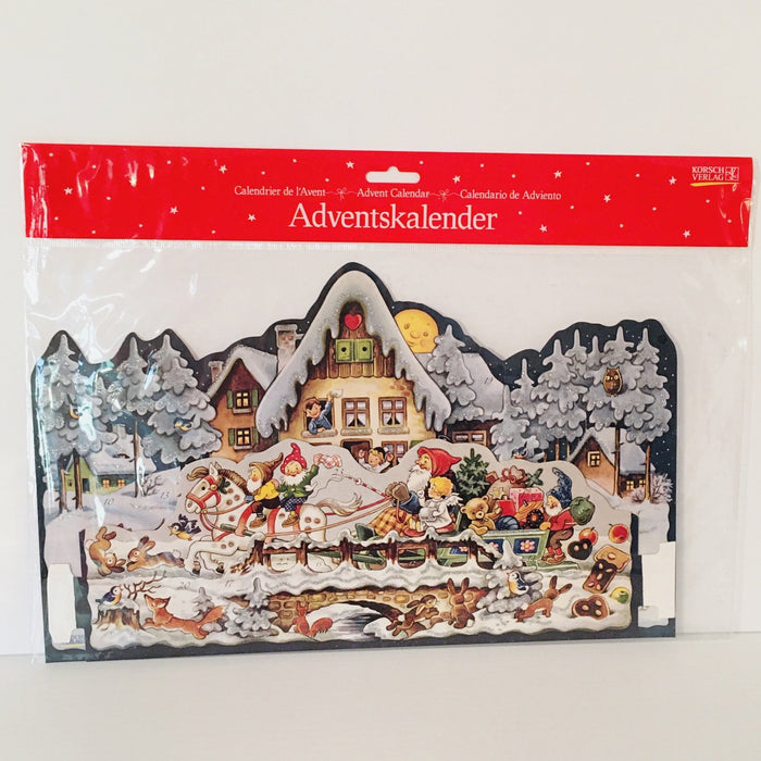 Father Christmas in Sleigh with Elves Advent Calendar