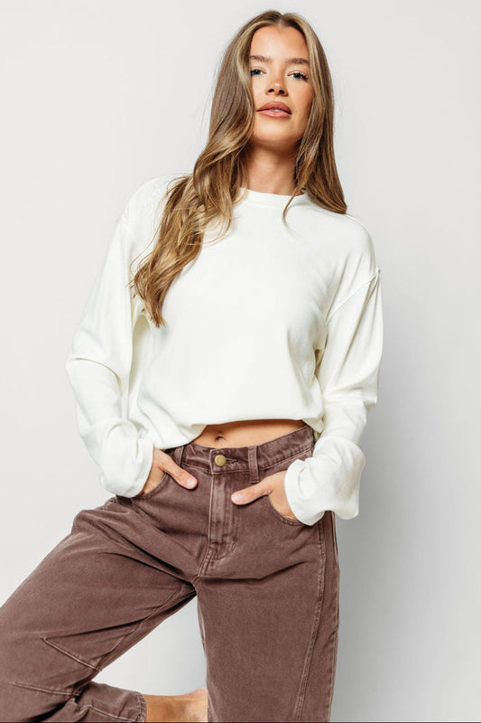 Fatima Premium Long Sleeve Top in White