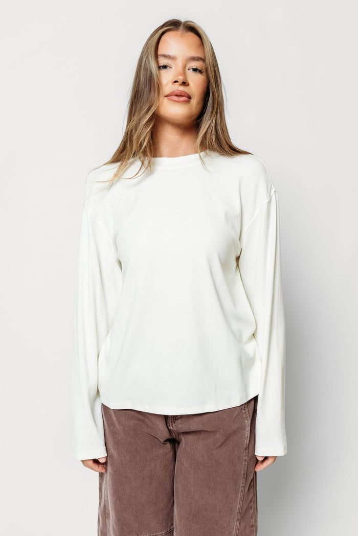 Fatima Premium Long Sleeve Top in White
