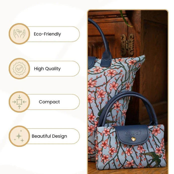 FDAW-BLOS | Almond Blossom And Swallow FOLDAWAY GROCERY BAG