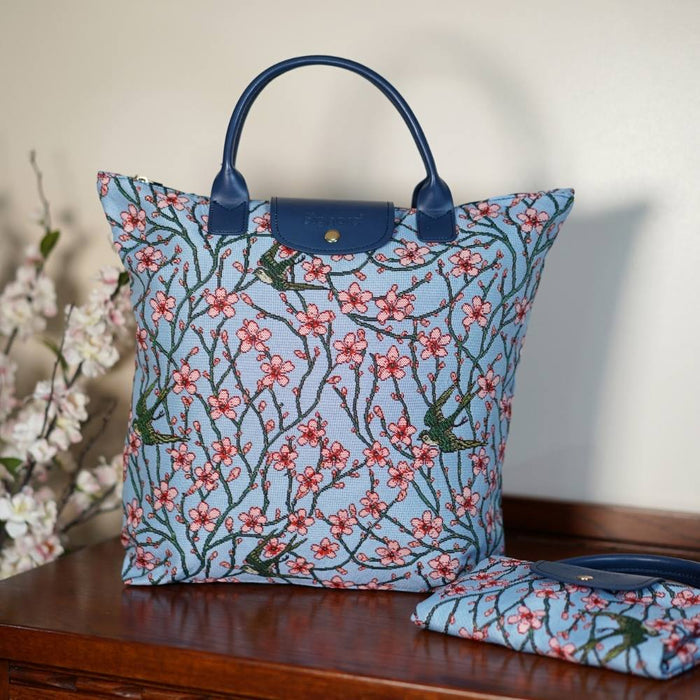 FDAW-BLOS | Almond Blossom And Swallow FOLDAWAY GROCERY BAG