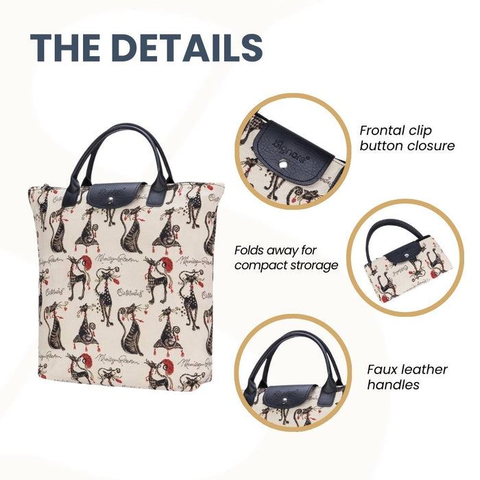 FDAW-CUDE | MARILYN ROBERTSON CATITUDES FOLDAWAY GROCERY BAG